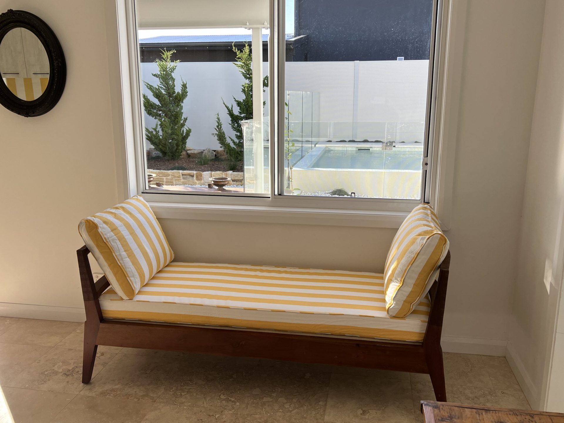 Yellow Lemon Stripe Bench Cushion Cover Review by Megan M
