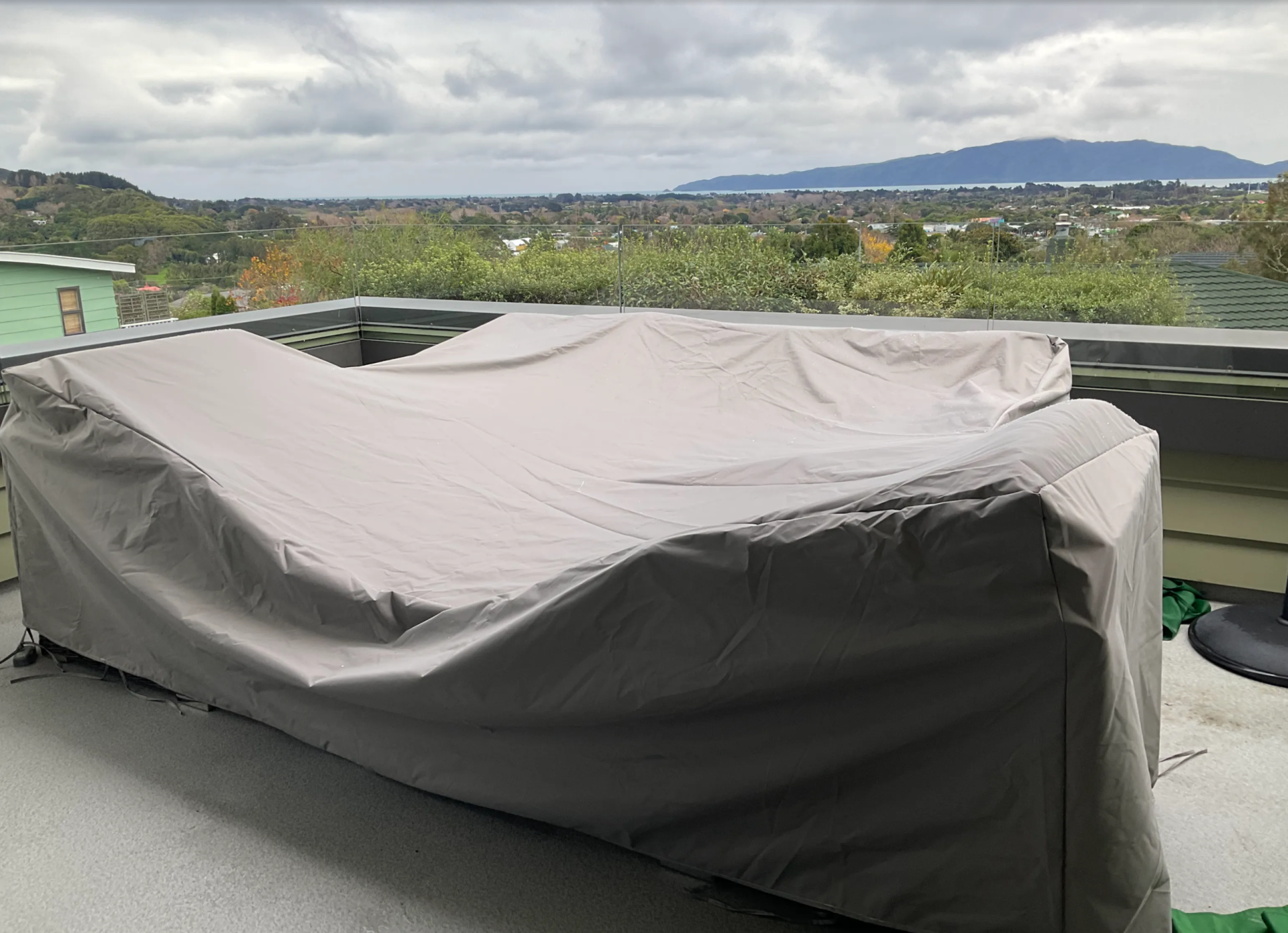 Custom outdoor patio furniture cover protecting a patio setting — US customer review